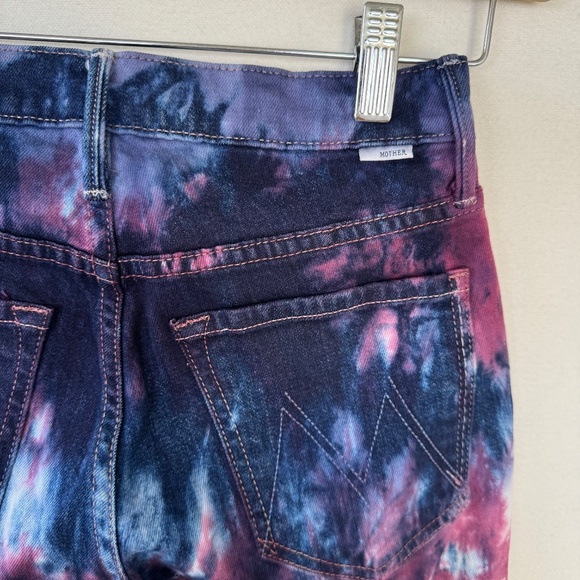 Mother Tie Dye Womens Jeans Sz 24 Slim Straight High Rise Casual Designer Luxury - Picture 9 of 12